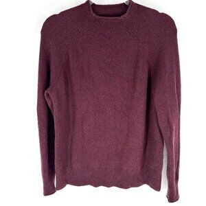 J.Crew Merino Alpaca Blend Mock neck Puff Sleeve Sweater Maroon Size Medium